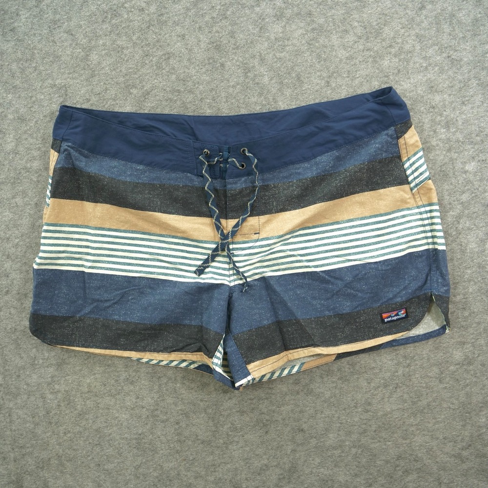 Patagonia Board Shorts Womens 16 Blue Wavefarer Swim Drawstring Stretch 8"